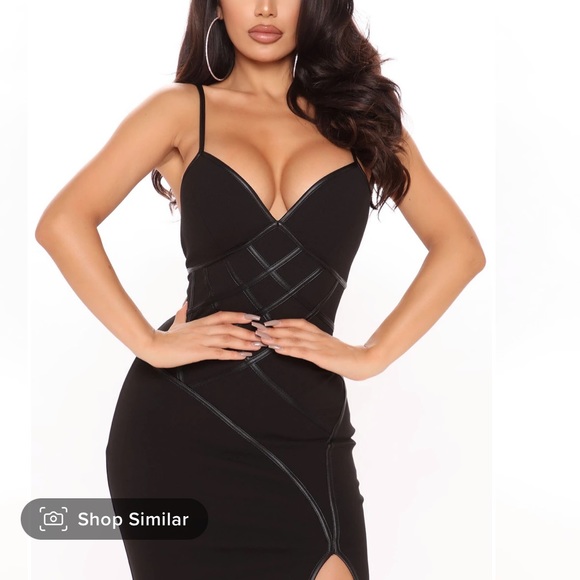 Black Gown w/ Thigh Slit - Picture 4 of 5